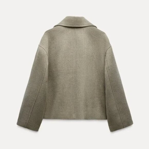 NWT ZARA SHORT DOUBLE BREASTED COAT MINK - Picture 6 of 8